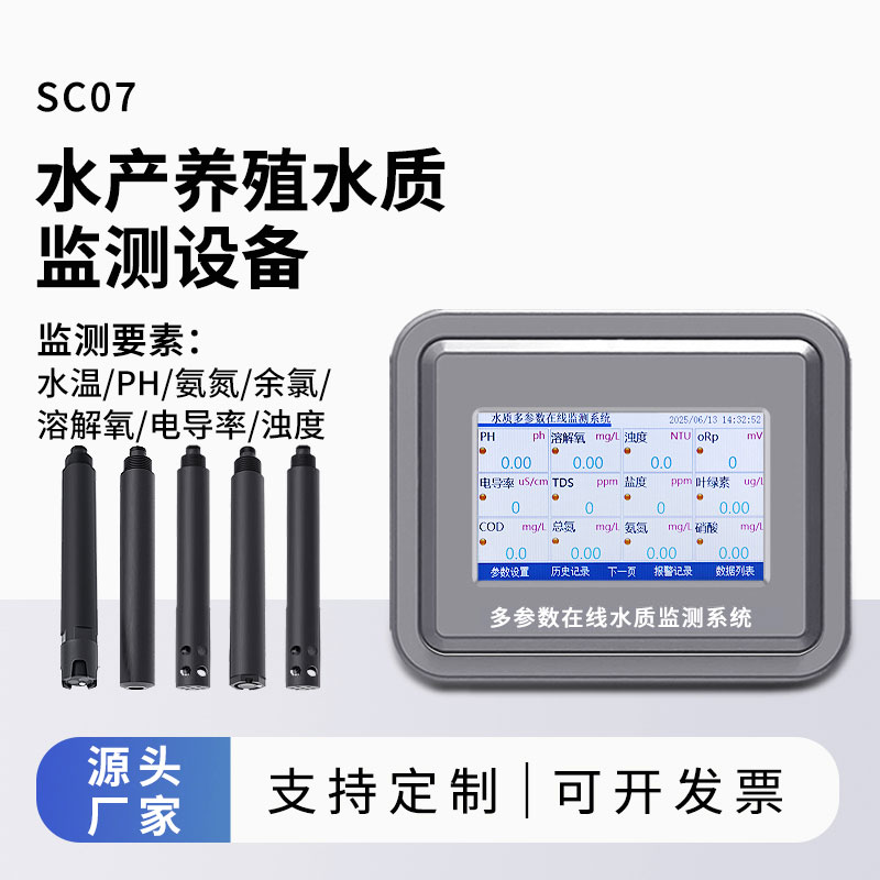 水產水質監測參數(水溫、ph、氨氮、余氯、溶解氧、電導率、濁度)